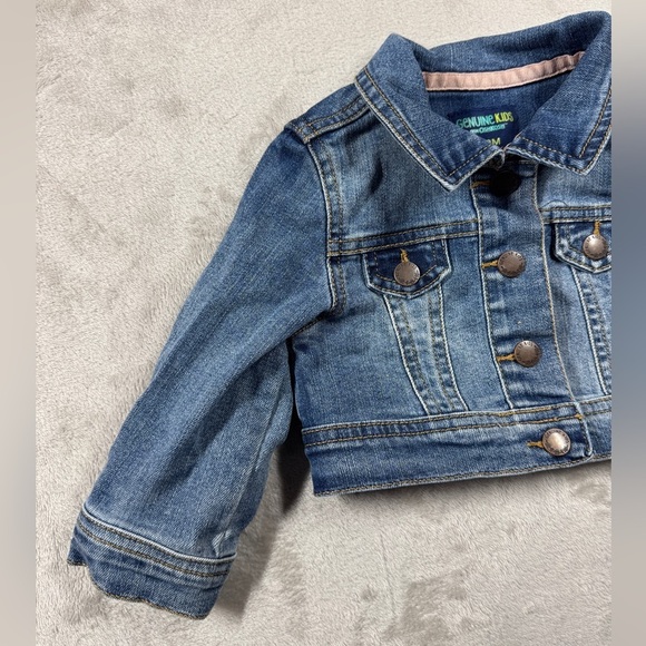 Genuine Kids OshKosh Blue Jean Denim Snap Front Jacket Size Girls 12 Months - Picture 2 of 15
